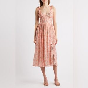 Lulu's Coral Floral Midi Dress size medium needs new zipper